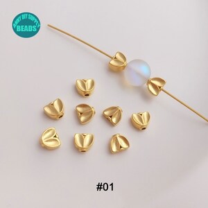2/10/20pcs 18K Real Gold Plated brass Spacer Beads,Flower beads,Matt Gold beads image 4