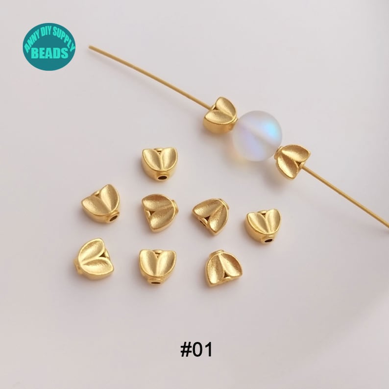 2/10/20pcs 18K Real Gold Plated brass Spacer Beads,Flower beads,Matt Gold beads image 4