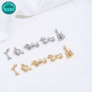 14k Gold Plated Dog Charm Set,Animal charms,jewelry charms,bracelet charm,Earring Pendant,Cut Pendant,Gold Plated Charm