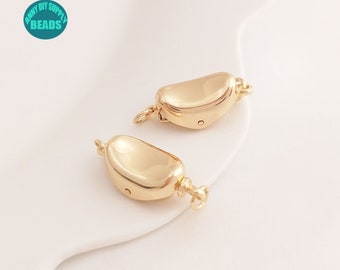 1/5/10 pcs 14K Gold plated Oval Bean Clasp,Gold plated box Clasp,Pearl Clasp,Necklace Clasp