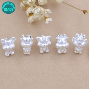 S925 Sterling Silver Chinese zodiac Beads,Bead spacer,Twelve symbolic animals charm,Focal Beads,bead spacer,animal beads
