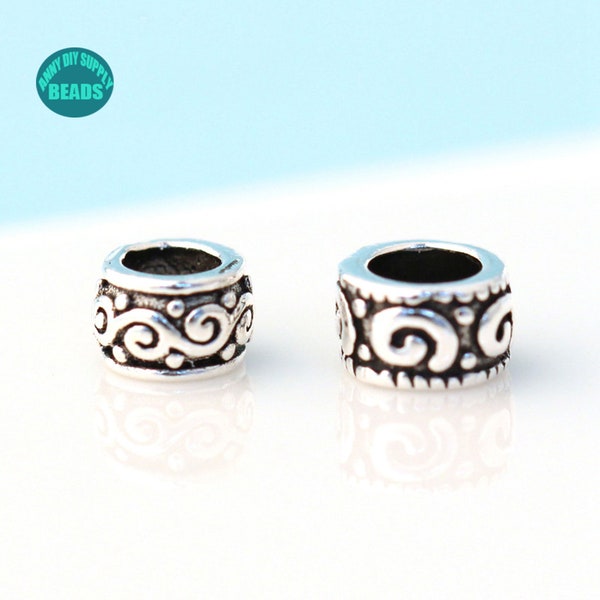 1/2/4/10PCS S925 Solid Sterling Silver wheel beads,Silver Spacer beads,Beads spacer,Silver tube beads