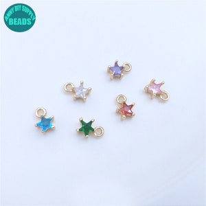 5mm 14K Gold plated CZ Star Charm,Tiny Star pendant,Earring Charm,Bracelet charm