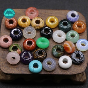 14x8mm Rondelle Beads,5mm Big Hole Natural gemstone Beads,Gemstone Donut beads,large hole beads