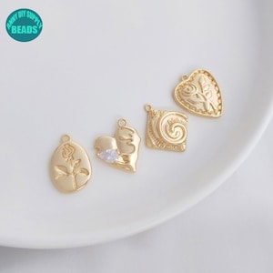 Ciondolo a cuore placcato oro reale 14K, ciondolo in oro 14k, ciondolo a cuore