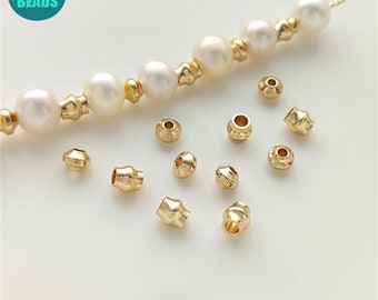 14k Gold Plated Brass Wheel Beads,Bamboo Joint Beads,Bracelet Spacer Beads,Gold Spacers,4mm Spacers