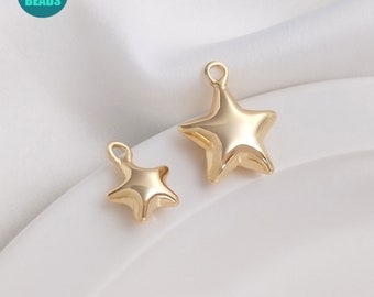 Gold Star Bracelet Connectors 4 Pc Star Frame Charms Gold Star Findings Jewelry Components 22k Gold Plated Mini Star Connectors