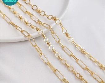 14K Gold Plated Brass Chain: DIY Necklace Bracelet Jewelry Supply