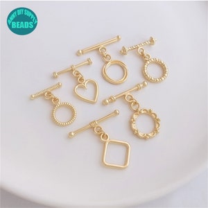 14k guldpläterad toggle-spänne, smyckesspänne, OT-spänne, litet toggle-spänne, smyckesspännen, armbandsspänne