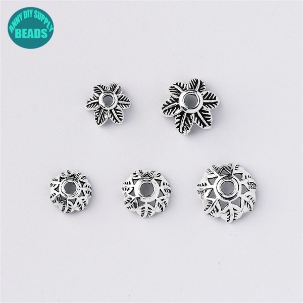 S925 Sterling Silver Flower Bead Caps,Bead Caps spacers,Bracelet Spacers,Silver Bead Caps,Spacer Beads,Metal Bead Caps