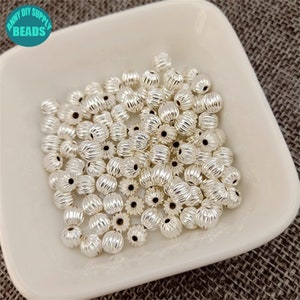 3/4/5mm Silver Plated Pumpkin beads,Bracelet spacer beads,Silver Tone Pumpkin beads,Round Pumpkin beads