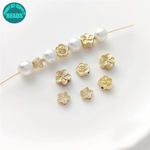 14k Gold Plated Flower Beads,Flat Round beads,Jewelry Making supply,gold plated beads,Flower beads,Bracelet bead Spacers,Gold Beads