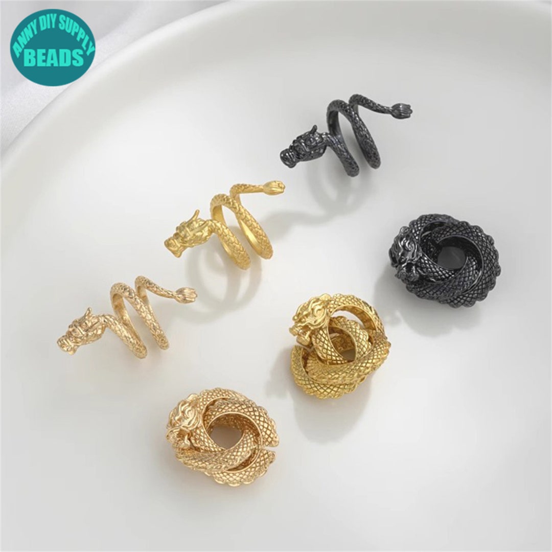 14k Gold Plated Brass Dragon Beads,gold Plated Beads,circle Dragon