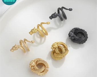 14k Gold Plated Brass Dragon Beads: Bracelet Focal Beads