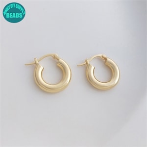 18mm 14k Gold Plated Brass Earring Circle,Simple Earring Hoop,Circle Earring,French Earring Hoop
