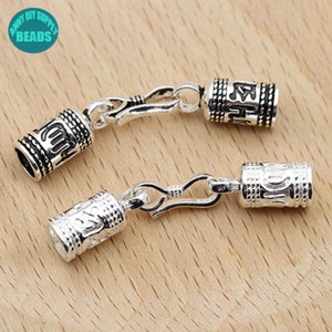 1PC S925 Sterling silver Cord Ends Cap, End Caps Clasps,Cord end Caps With Hooks