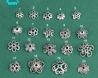 10PCS S925 Sterling Silver Bead Caps,5mm-11mm Bead Caps,Antique Silver beads Caps