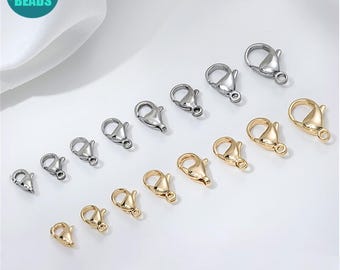 Fine Polished Stainless Steel Lobster Clasp,Jewelry Clasp,necklace Clasp,Chain Clasp,14K Gold Plated Stainless Steel clasp,Jewelry Clasp