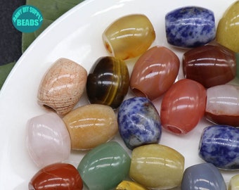 Perles de pierres précieuses de grand trou de 16x18mm, perles de trou de 5mm, perles de baril de grand trou