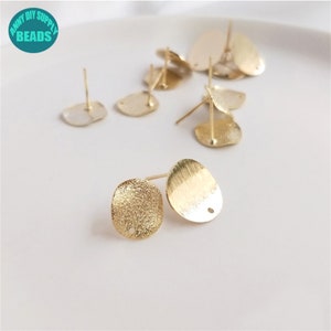 14K Real Gold Plated Brass Earring Stud With S925 Sterling Silver Needle,Circle Post Earring Stud,earring making supply