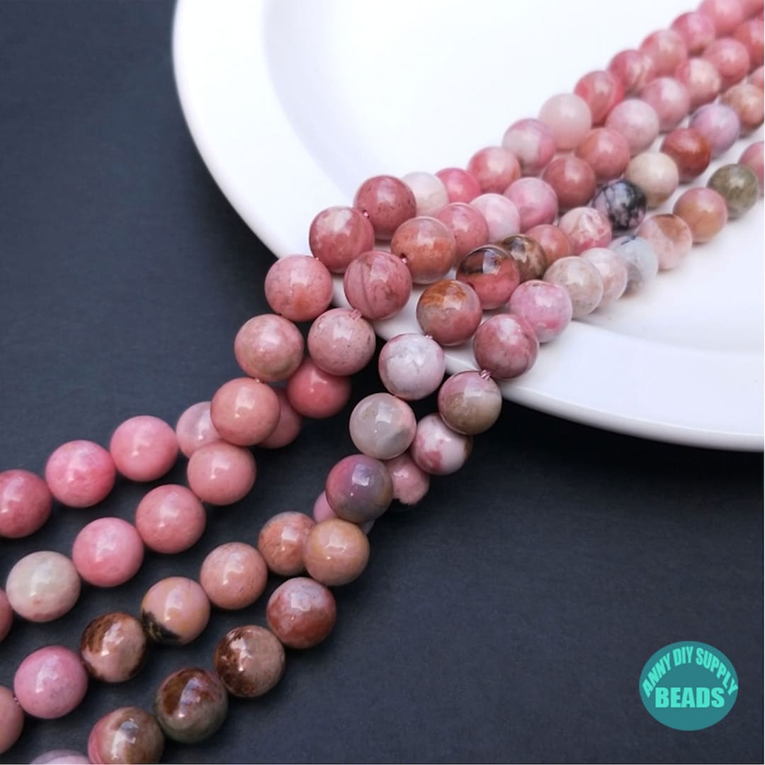 6/8/10mm Genuine Natural Rhodonite Gemstone Beads,pink Gemstone Beads ...