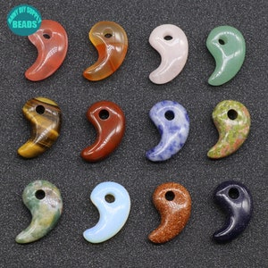 Colgante de piedra preciosa magatama de 22 x 14 mm, colgante de coma, colgante de collar de piedra preciosa