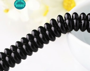 Black Onyx rondelle Beads,gemstone rondelle Beads,full strand