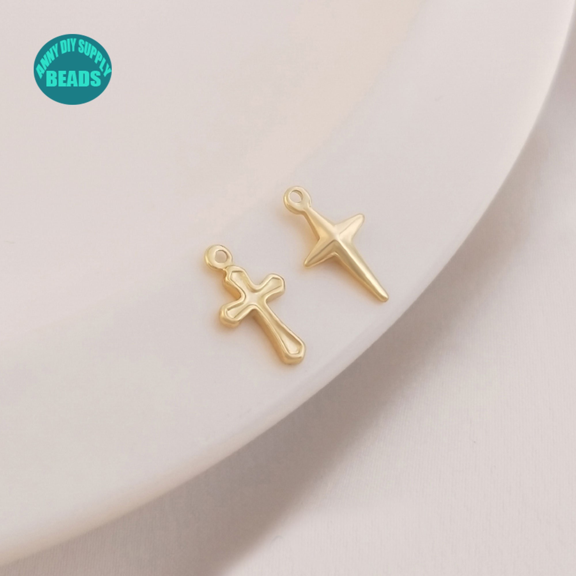 14K Real Gold Plated brass Cross Pendant,North Star Pendant,Tag Pendant