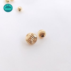 14K real Gold plated Round Pumpkin beads,Bracelet spacer beads,3mm 4mm 5mm 6mm 8mm gold round Pumpkin beads image 6