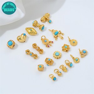 18k Matte Gold Plated Brass Charm/Beads:Heart,vajra,Lotus Flower Pendant,DIY Jewelry Making
