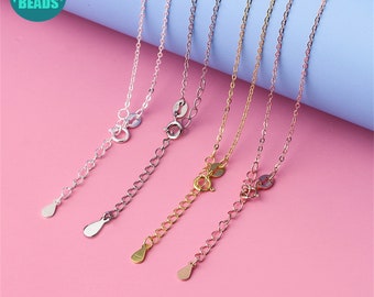 S925 sterlingzilveren ketting ketting, kabelkettingen, zilveren ketting, ketting met verlengstuk, levering zilveren sieraden