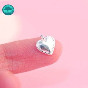 1/2/5/10PCS S925 Sterling Silver Heart Pendant,Tiny Heart Charm,Silver Heart Pendant
