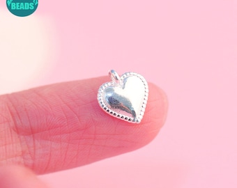 1/2/5/10PCS S925 Sterling Silver Heart Pendant,Tiny Heart Charm,Silver Heart Pendant