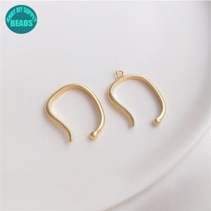 14K Real Gold Plated Brass Painless Ear Cuff,Cuff Earring With Loop,Earring Hooks,Earring Supply