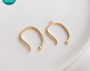 14K Real Gold Plated Brass Painless Ear Cuff,Cuff Earring With Loop,Earring Hooks,Earring Supply