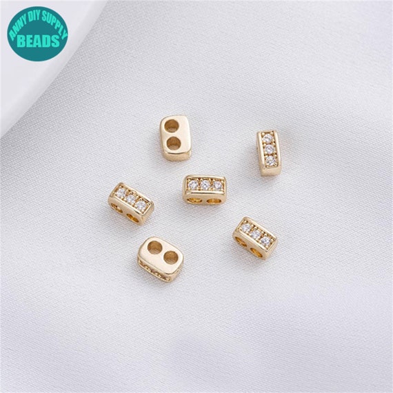5.2mm 14K Real Gold Plated Brass Spacer Beads,2 Hole Spacer Bars,Pearl Bracelet  Spacers,Pearl Necklace Spacer Beads,CZ paved Bar Spacers – Annies little  things