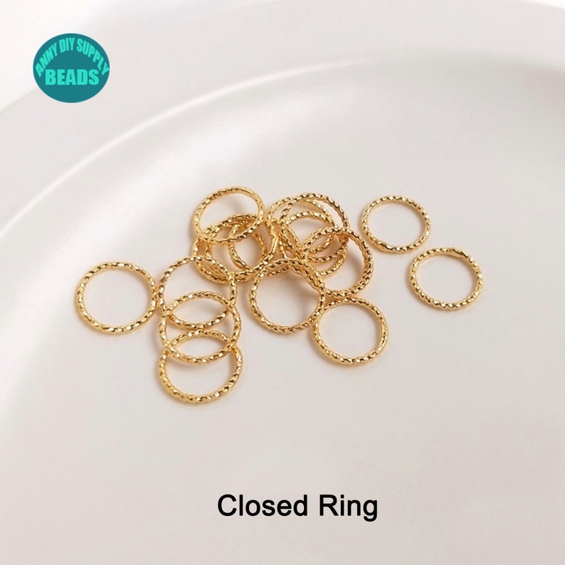 10/50/100 pièces anneaux fermés en laiton plaqué or, anneaux ouverts plaqués or, anneaux image 3