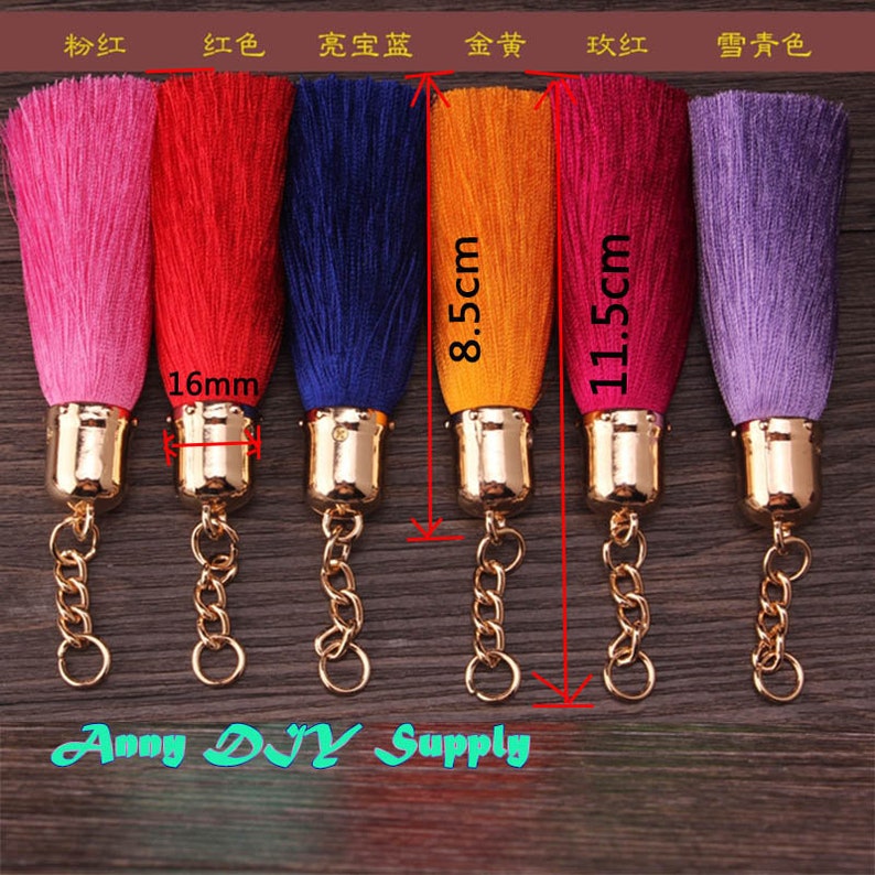 2pcs 8CM 60 Colors Metal Cap Thick Silk Tassel Thick Silk Rayon Tassel with rings,Jewellery Supply,Bag Tassel,Phone Case Tassel