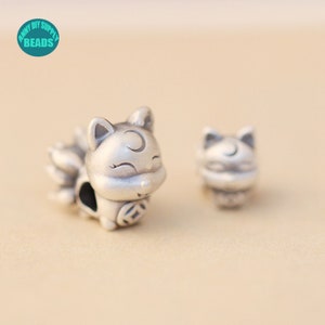 Sterling Silver little Fox Charm,Animal Charm,Silver Animal Beads,Bracelet Beads,Tiny Silver fox beads