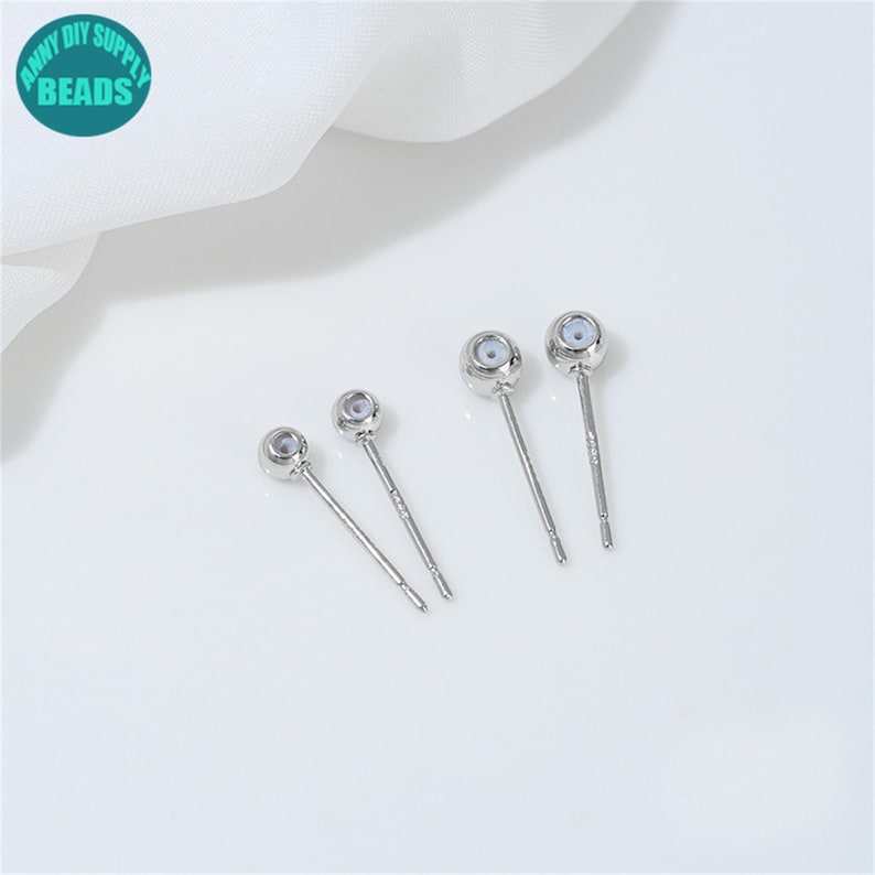 3/4mm 14K Gold Plated Dot Earring Stud,Rubber Dot Earring Stud,DIY Earring Making Supply,Jewelry supply Shop image 2