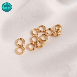 14K Real Gold Plated brass Double layer Open Rings,Gold plated Jump Rings,Gold Rings,4mm 6mm jump rings