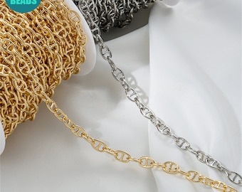 14K Real Gold plated Brass Chain,Necklace Chain,Pig Nose Chain,Bulk chain,Handmade Chain,Chain by Meters,Jewelry Making Chain