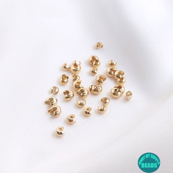 18K Gold Plated 3mm Crimp Covers - 20 Pieces - Bead World