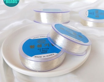 Cordón elástico de cristal de 0,5 mm, 0,6 mm, 0,7 mm y 0,8 mm, cordón para hacer pulseras, cordones de cristal, cordón para pulseras, cordón de PU.