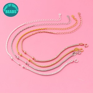 1pc Sterling Silver Super Sparkle Bracelet Chain,Can Add Beads Chain,Screw Bead Bracelet Chain