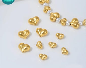 18K Matte Gold Plated Heart Beads: DIY Jewelry Making