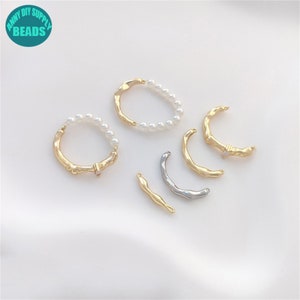 14k Real Gold Plated Brass Ring Connector,Half Circle Connector,Ring Charm,Necklace Connector