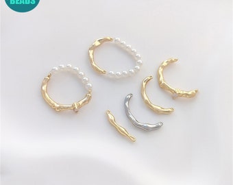 14k Real Gold Plated Brass Ring Connector,Half Circle Connector,Ring Charm,Necklace Connector