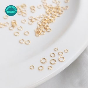 2 / 2.5 / 3 mm 100 Stück 14K Echtvergoldet Titan Stahl Offene Ringe, kleine Größe Offener Ring, Offener Ring, nicht leicht abziehbar