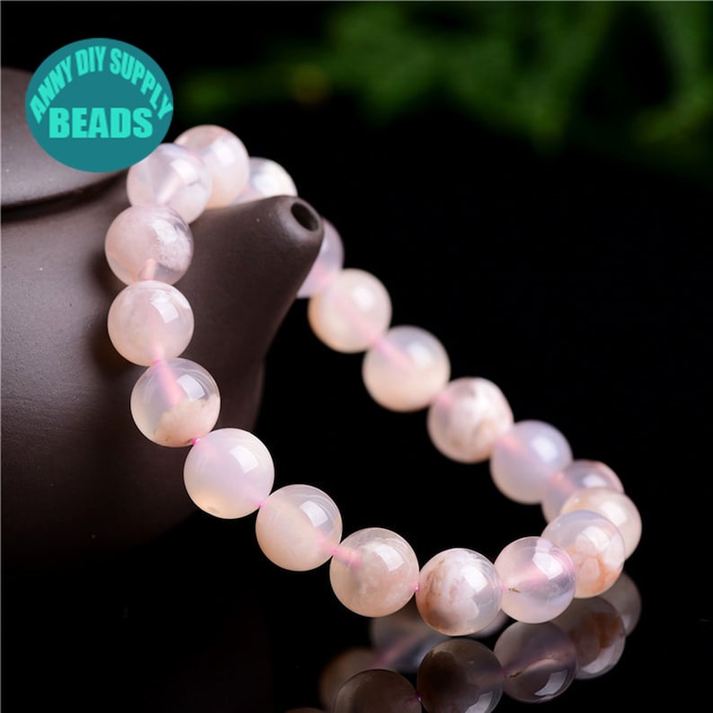 Sakura Agate beaded Bracelet,Pink Blossom agate bracelet,78910mm gemstone bracelet